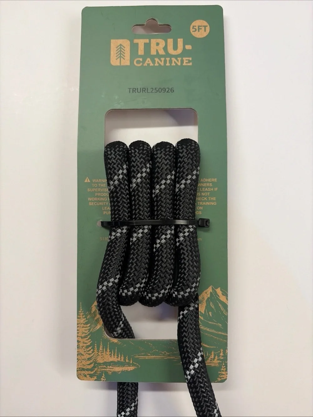 Black Reflective Climbing Rope Dog Leash - 5FT
